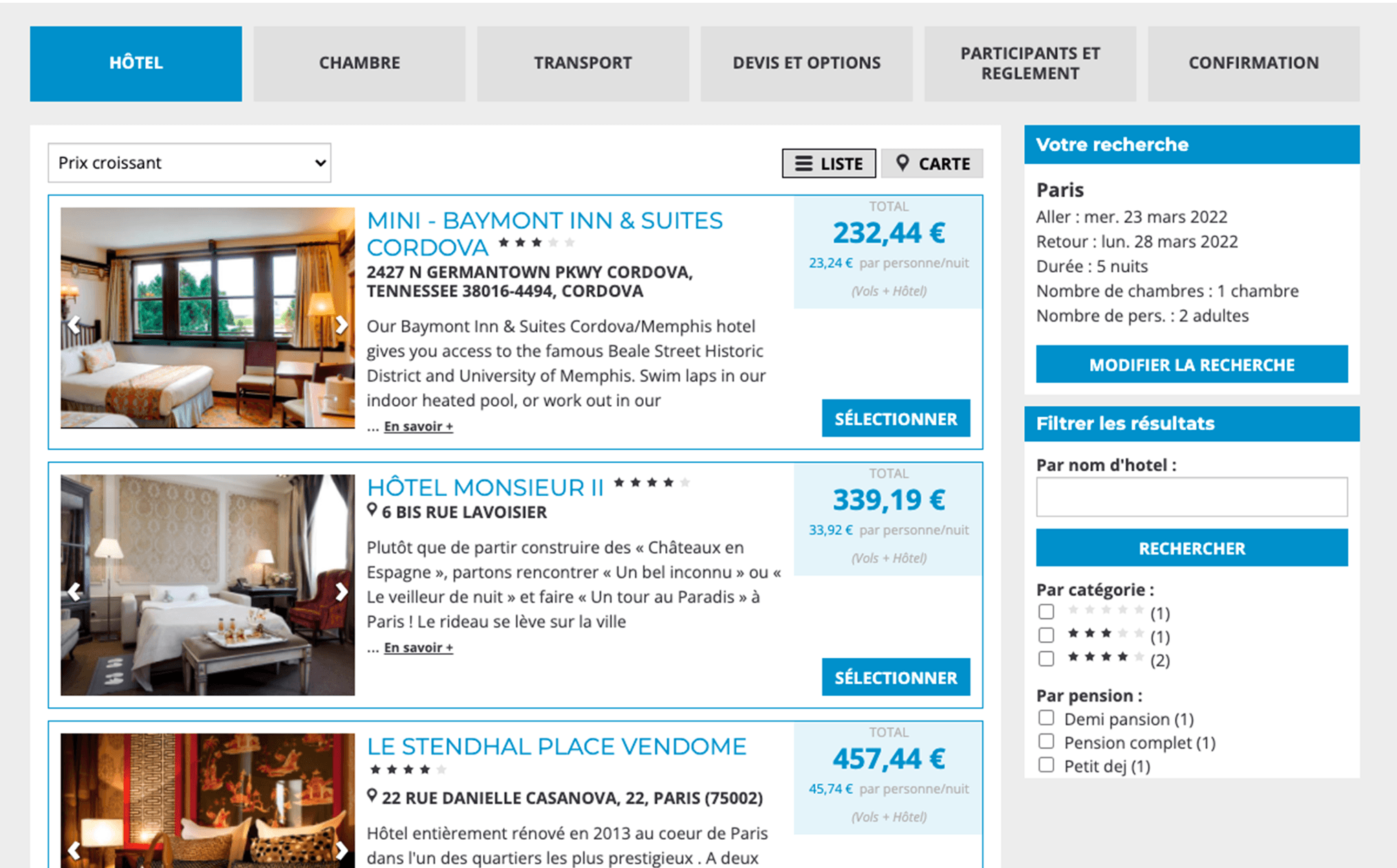 Réservation hôtels et vols